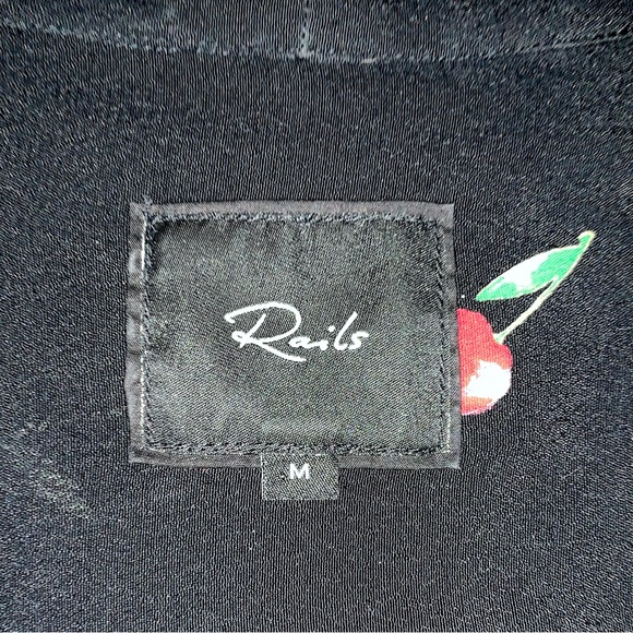 RAILS Rhea Cherry Blouse Cerise Neck Tie Rayon - Picture 7 of 14